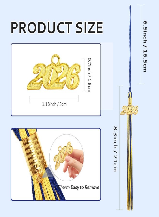 Nelisylux 2026 Tassel Graduation, Blue and Gold Graduation Tassel, 2026 Tassel Charms for Graduations Cap Decorations, Tassels Memorial Grad Cords for College High School Graduate Hat Ceremonies Accessories - Image 2